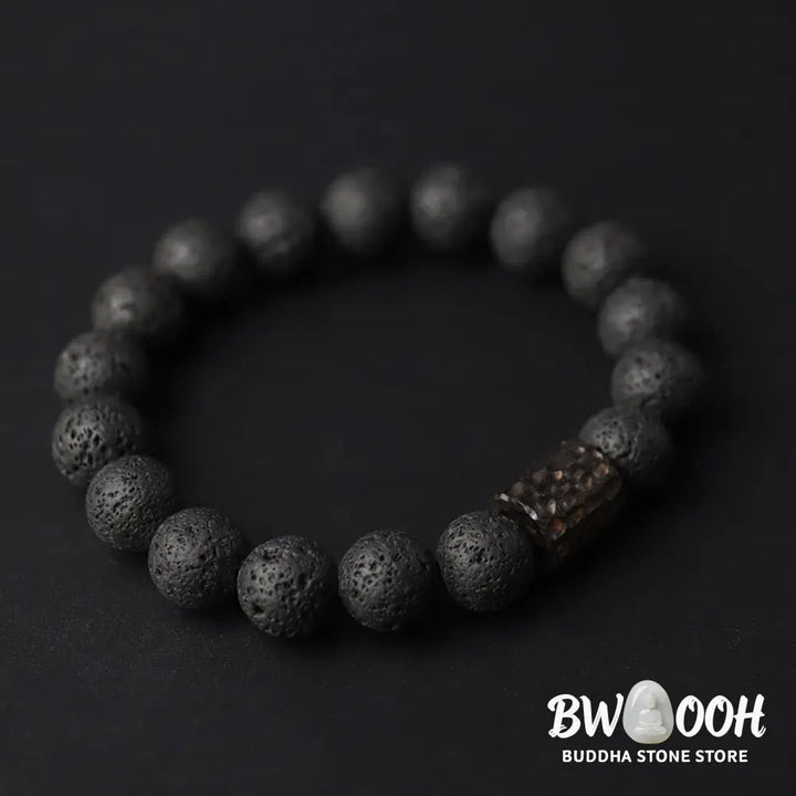 Buddha Stones Lava Rock Ebony Wood Tiger Eye Healing Bracelet - BWOOOH - Bracelet