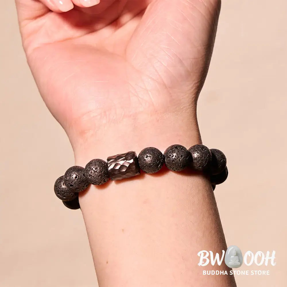 Buddha Stones Lava Rock Ebony Wood Tiger Eye Healing Bracelet - BWOOOH - Bracelet