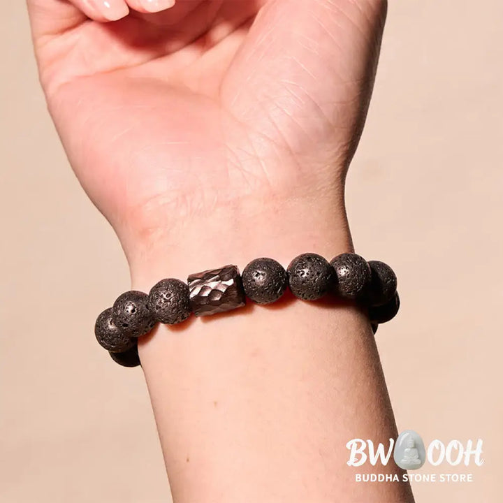 Buddha Stones Lava Rock Ebony Wood Tiger Eye Healing Bracelet - BWOOOH - Bracelet