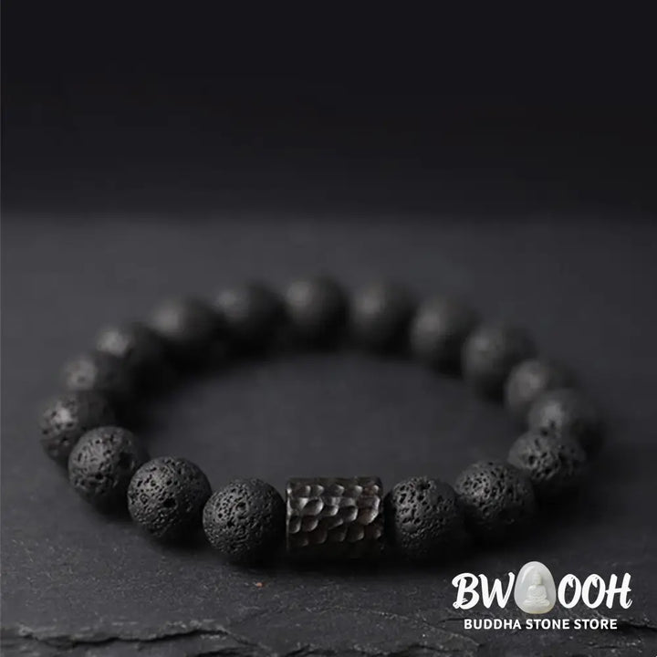 Buddha Stones Lava Rock Ebony Wood Tiger Eye Healing Bracelet - BWOOOH - Bracelet