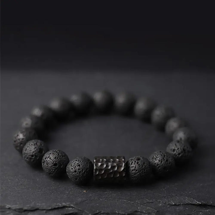 Buddha Stones Lava Rock Ebony Wood Tiger Eye Support Healing Bracelet - BWOOOH - Lava Rock&amp;Ebony Wood / 15-16cm