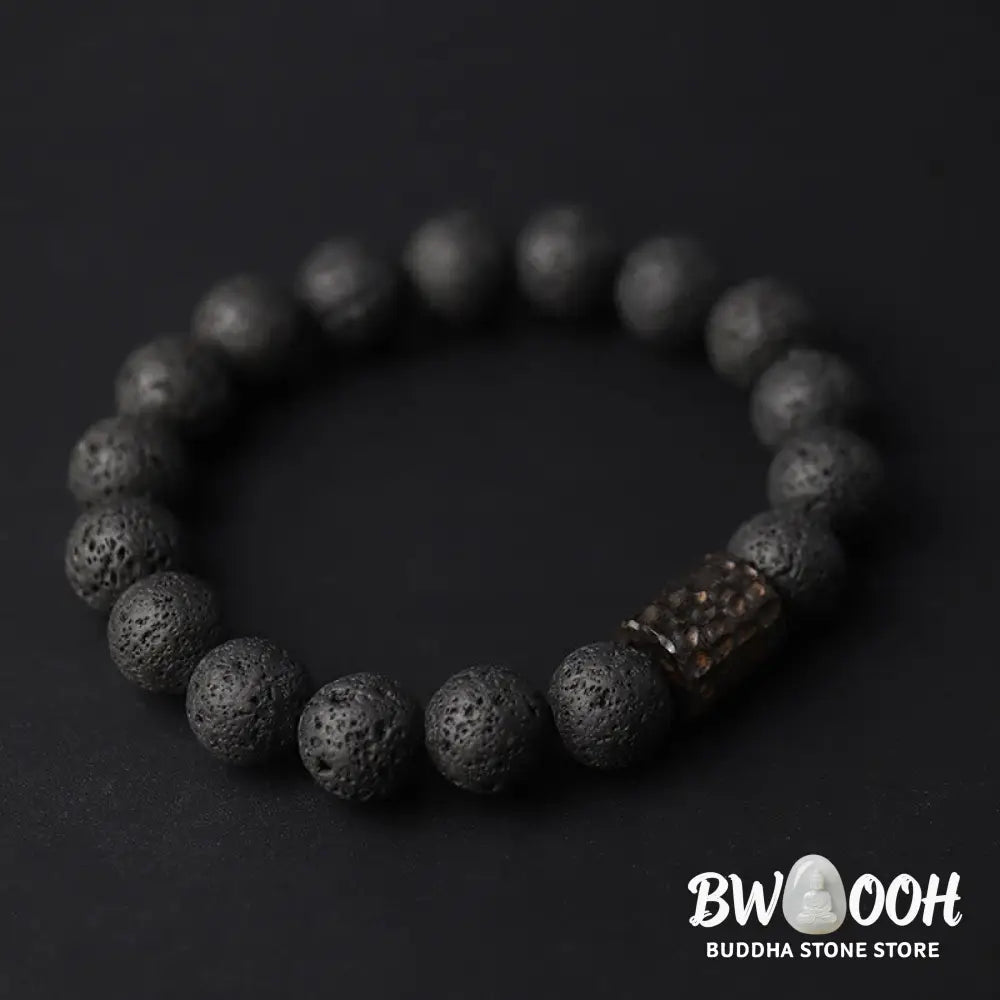 Buddha Stones Lava Rock Ebony Wood Tiger Eye Support Healing Bracelet - BWOOOH - Bracelet