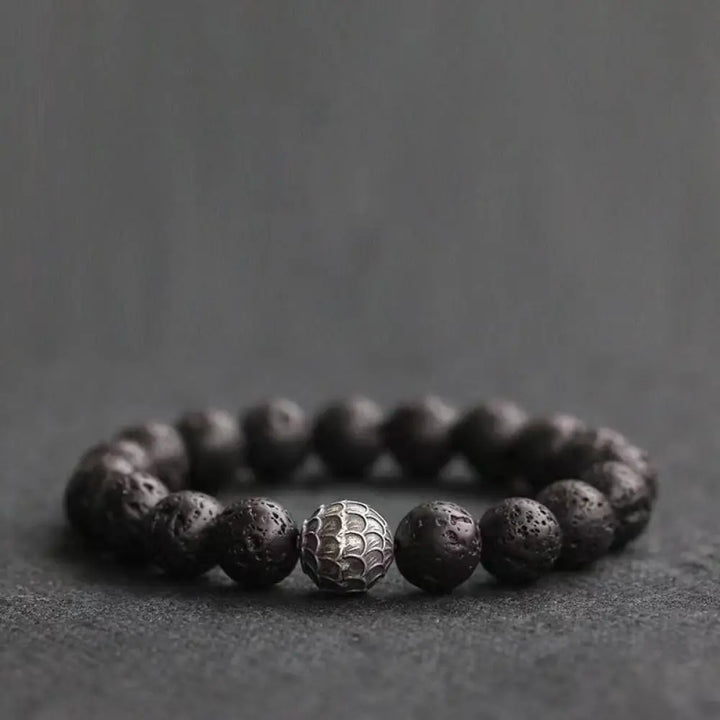 BWOOOH Lava Rock Fish Scales Bead Healing Bracelet - BWOOOH - 10mm(Wrist Circumference 14-16cm) - Bracelet