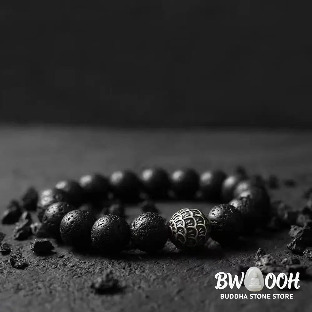 Buddha Stones Lava Rock Fish Scales Bead Healing Bracelet - BWOOOH - Bracelet
