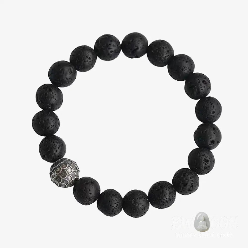 Buddha Stones Lava Rock Fish Scales Bead Healing Bracelet - BWOOOH - Bracelet