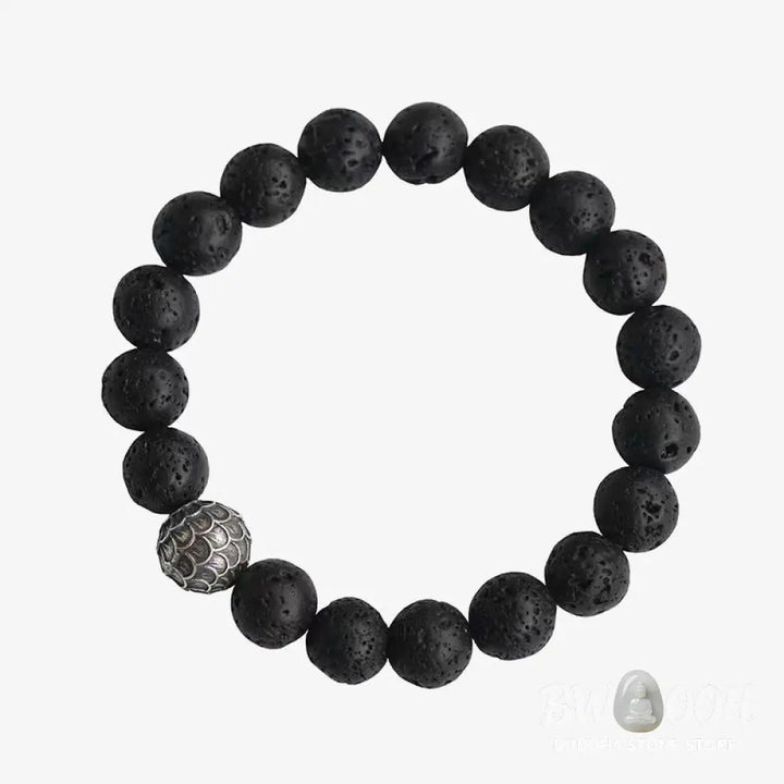Buddha Stones Lava Rock Fish Scales Bead Healing Bracelet - BWOOOH - Bracelet