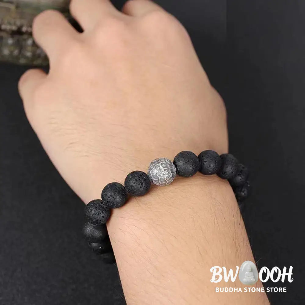 Buddha Stones Lava Rock Fish Scales Bead Healing Bracelet - BWOOOH - Bracelet