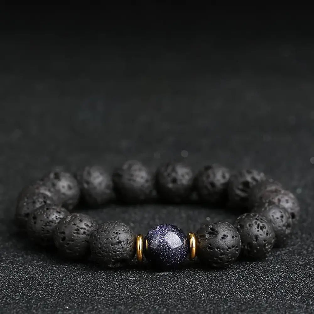 BWOOOH Lava Rock Goldstone Blue Sandstone Healing Bracelet - BWOOOH - Bracelet