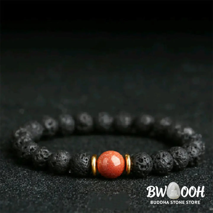 Buddha Stones Lava Rock Goldstone Blue Sandstone Healing Bracelet - BWOOOH - Bracelet