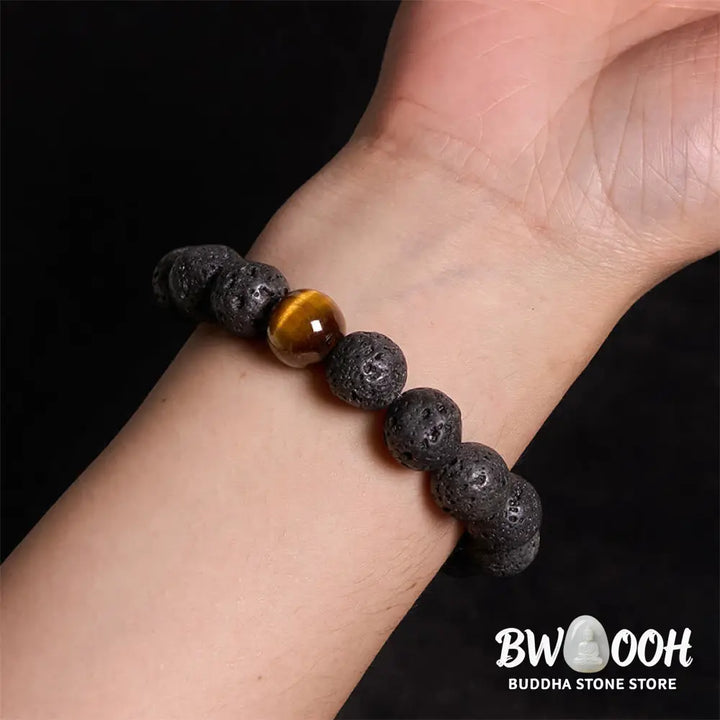 Buddha Stones Lava Rock Tiger Eye Stone Peace Healing Bracelet - BWOOOH - Lava Rock - Bracelet
