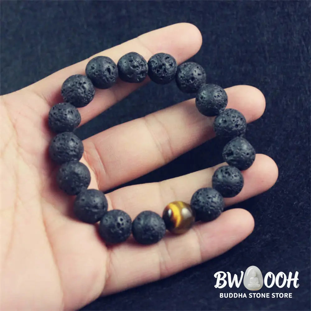 Buddha Stones Lava Rock Tiger Eye Stone Peace Healing Bracelet - BWOOOH - Lava Rock - Bracelet