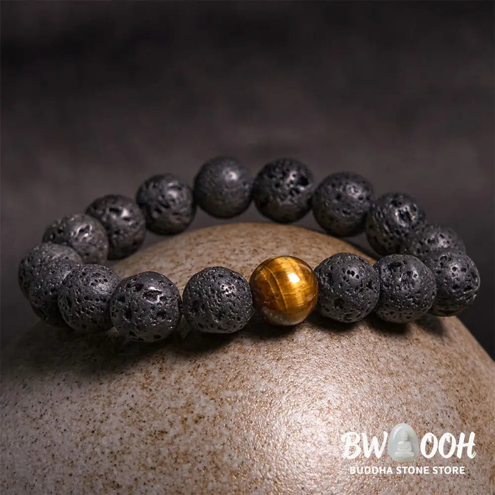 Buddha Stones Lava Rock Tiger Eye Stone Peace Healing Bracelet - BWOOOH - Lava Rock - Bracelet