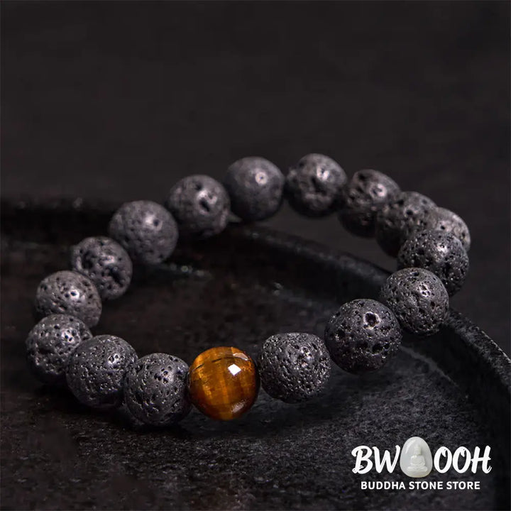 Buddha Stones Lava Rock Tiger Eye Stone Peace Healing Bracelet - BWOOOH - Lava Rock - Bracelet
