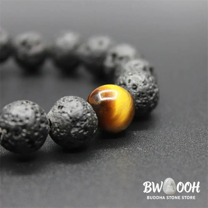 Buddha Stones Lava Rock Tiger Eye Stone Peace Healing Bracelet - BWOOOH - Lava Rock - Bracelet