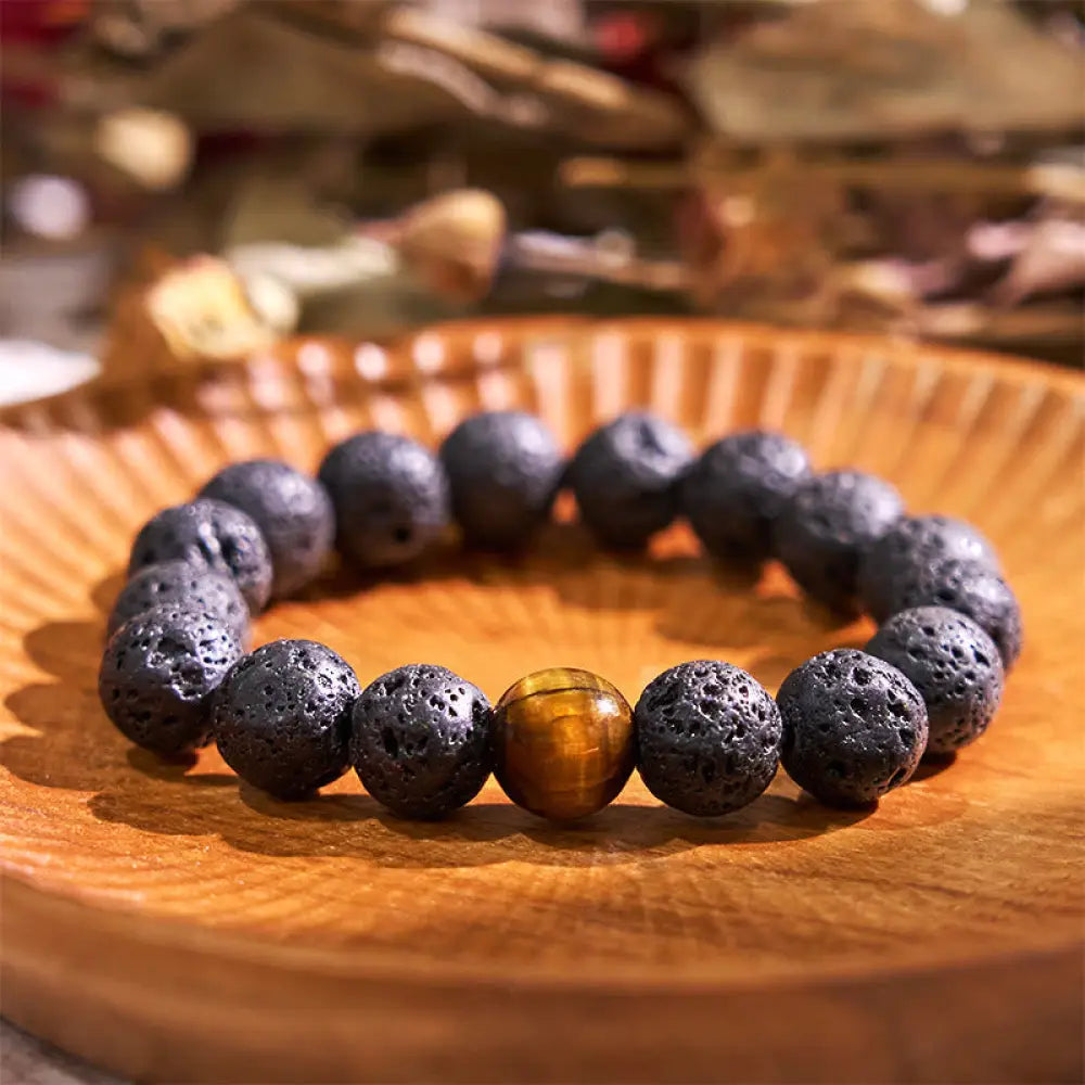 BWOOOH Lava Rock Tiger Eye Stone Peace Healing Bracelet - BWOOOH - Lava Rock - Bracelet