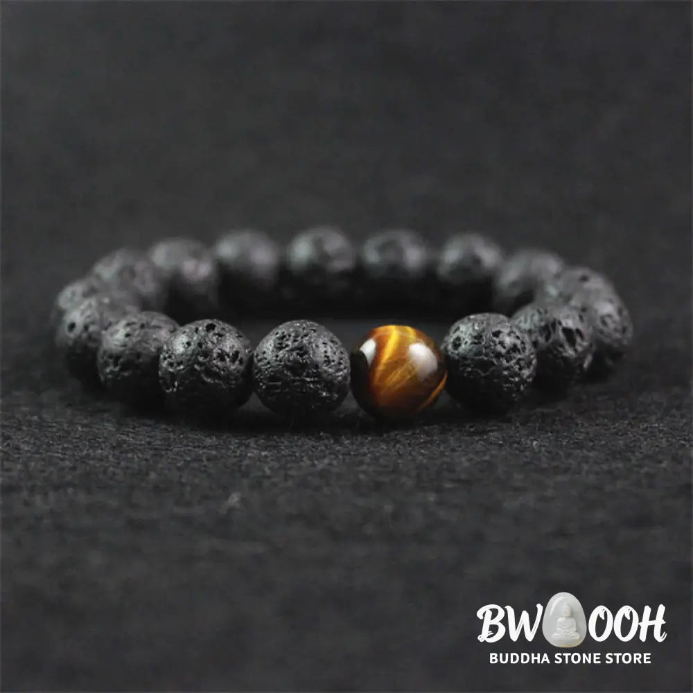 Buddha Stones Lava Rock Tiger Eye Stone Peace Healing Bracelet - BWOOOH - Lava Rock - Bracelet