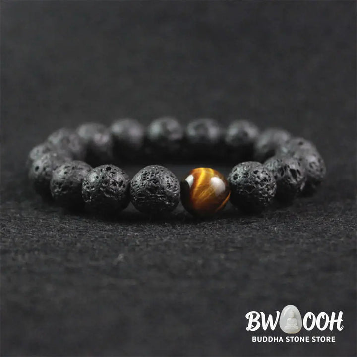 Buddha Stones Lava Rock Tiger Eye Stone Peace Healing Bracelet - BWOOOH - Lava Rock - Bracelet