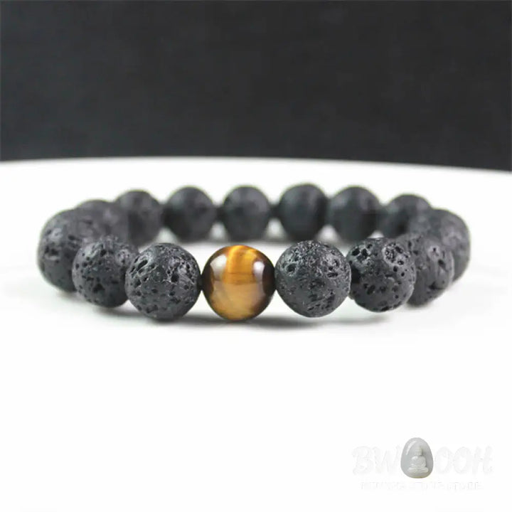 Buddha Stones Lava Rock Tiger Eye Stone Peace Healing Bracelet - BWOOOH - Lava Rock - Bracelet