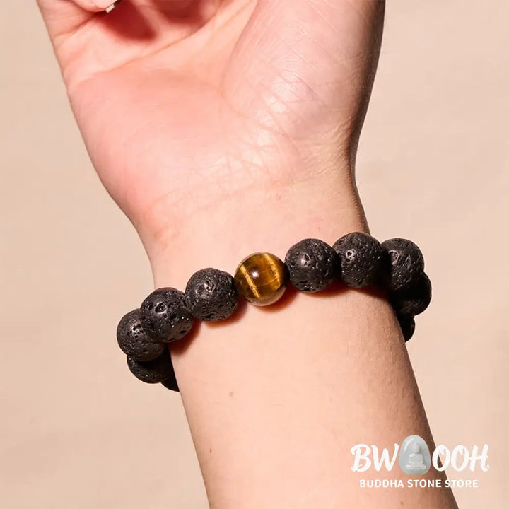 Buddha Stones Lava Rock Tiger Eye Stone Peace Healing Bracelet - BWOOOH - Lava Rock - Bracelet