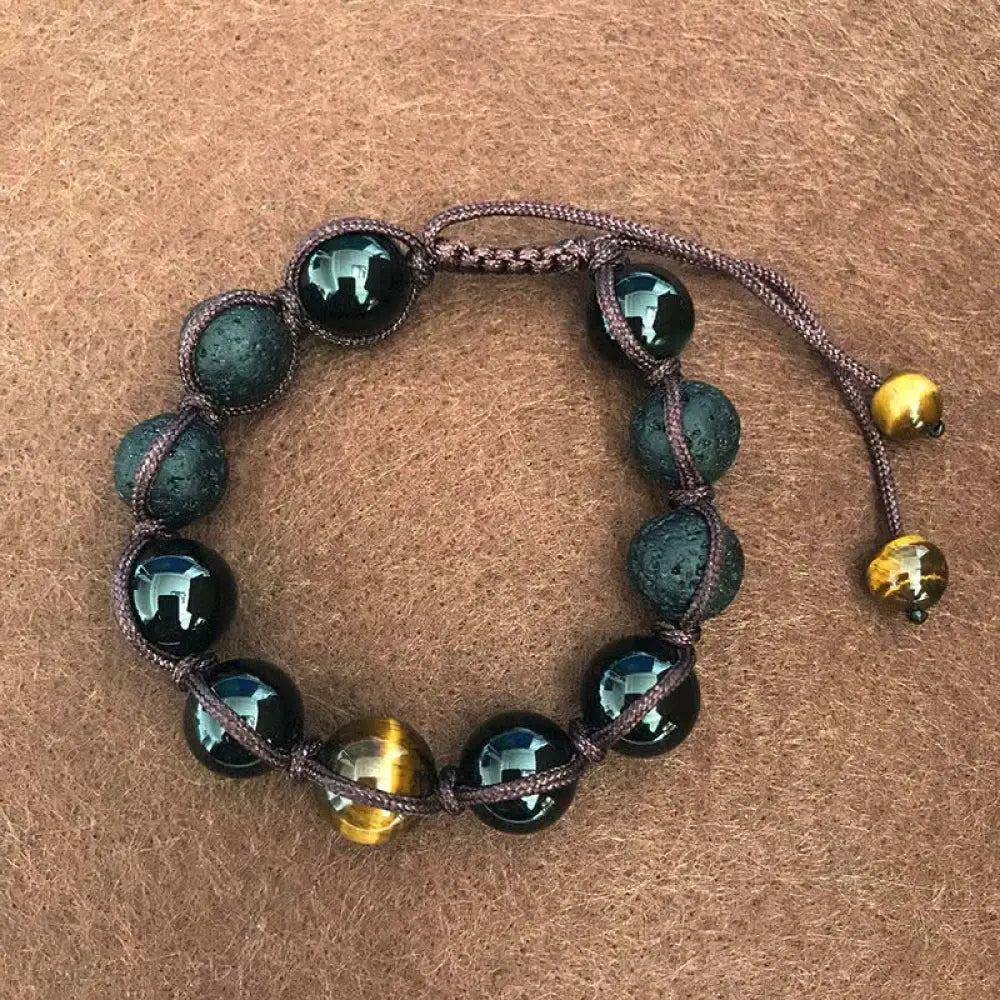 BWOOOH Lava Rock Tiger Eye Stone Support Healing String Bracelet - Lava Rock - Bracelet