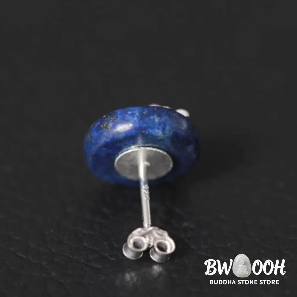 Buddha Stones Lazurite 925 Sterling Silver Lotus Pattern Enlightenment Earrings - Lazurite Lotus(925 Sterling Silver