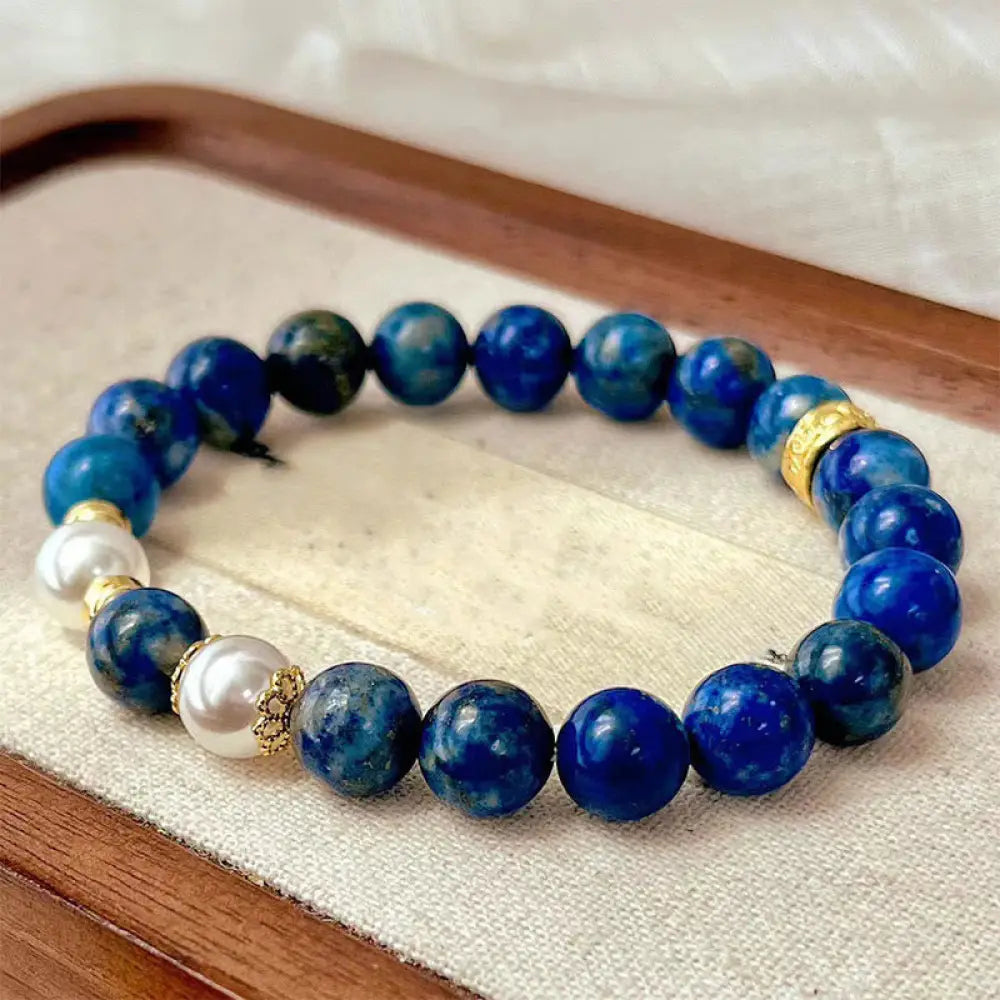 BWOOOH Lazurite Beads Serenity Balance Bracelet — natural stone crystal healing bracelet for spiritual healing and mindful...