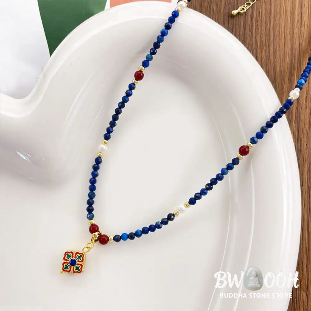Buddha Stones Lazurite Pearl Positive Necklace Pendant - BWOOOH - Lazurite(♥ Positive ♥ Self Care ♥) - Necklaces &amp;