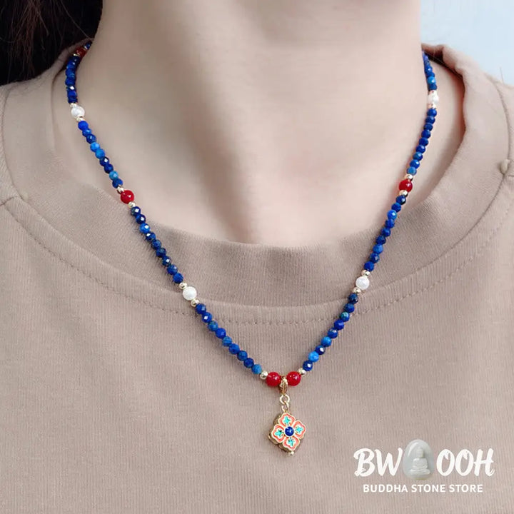 Buddha Stones Lazurite Pearl Positive Necklace Pendant - BWOOOH - Lazurite(♥ Positive ♥ Self Care ♥) - Necklaces &amp;