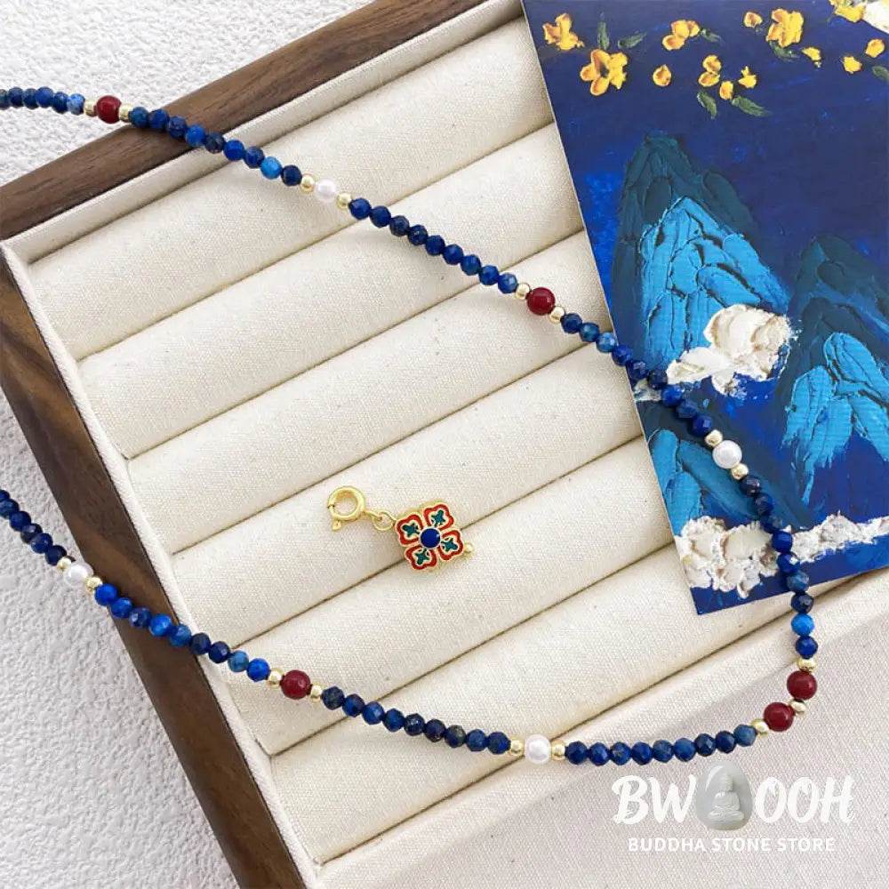 Buddha Stones Lazurite Pearl Positive Necklace Pendant - BWOOOH - Lazurite(♥ Positive ♥ Self Care ♥) - Necklaces &amp;