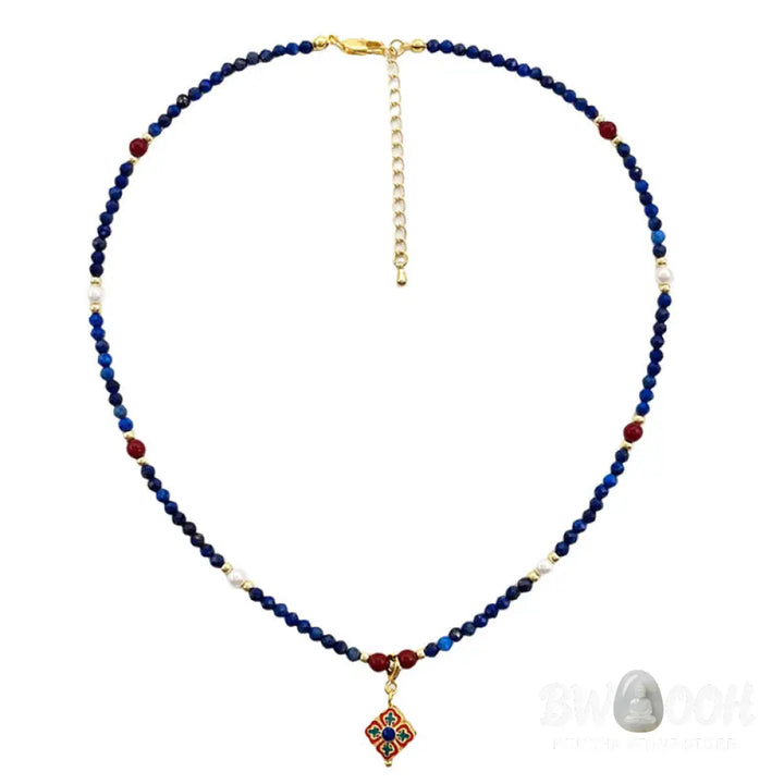 Buddha Stones Lazurite Pearl Positive Necklace Pendant - BWOOOH - Lazurite(♥ Positive ♥ Self Care ♥) - Necklaces &amp;