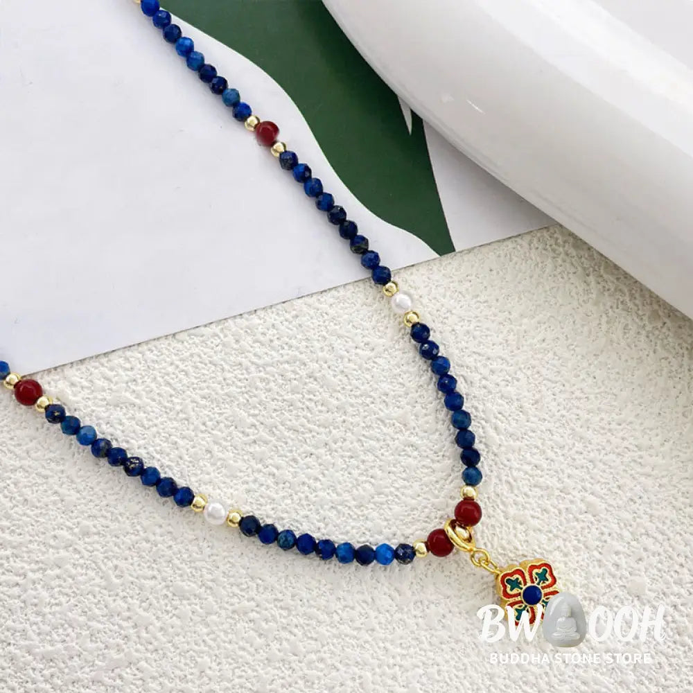 Buddha Stones Lazurite Pearl Positive Necklace Pendant - BWOOOH - Lazurite(♥ Positive ♥ Self Care ♥) - Necklaces &amp;