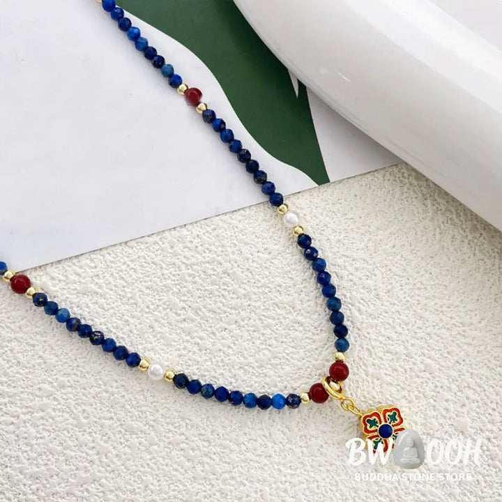Buddha Stones Lazurite Pearl Positive Necklace Pendant - BWOOOH - Lazurite(♥ Positive ♥ Self Care ♥) - Necklaces &amp;