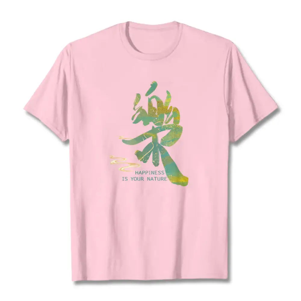 Buddha Stones Le Happiness Is Your Nature Tee T-shirt - Light Pink / S - T-Shirts