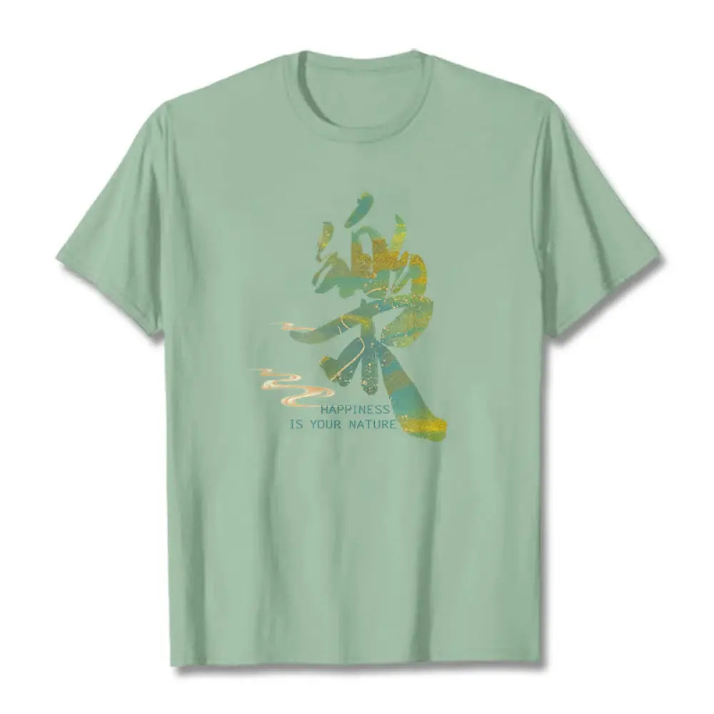 Buddha Stones Le Happiness Is Your Nature Tee T-shirt - Pale Green / S - T-Shirts