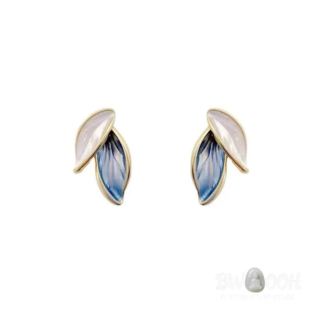 Buddha Stones Leaf Design Luck Stud Earrings - Earrings