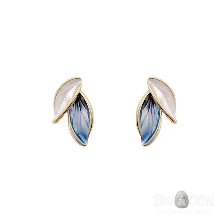 Buddha Stones Leaf Design Luck Stud Earrings - Earrings