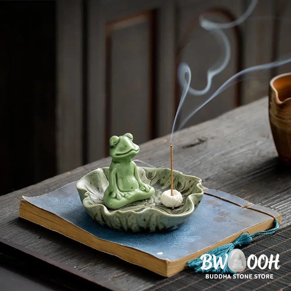 BWOOOH ceramic incense burner - Leaf Meditation Frog Pattern Healin