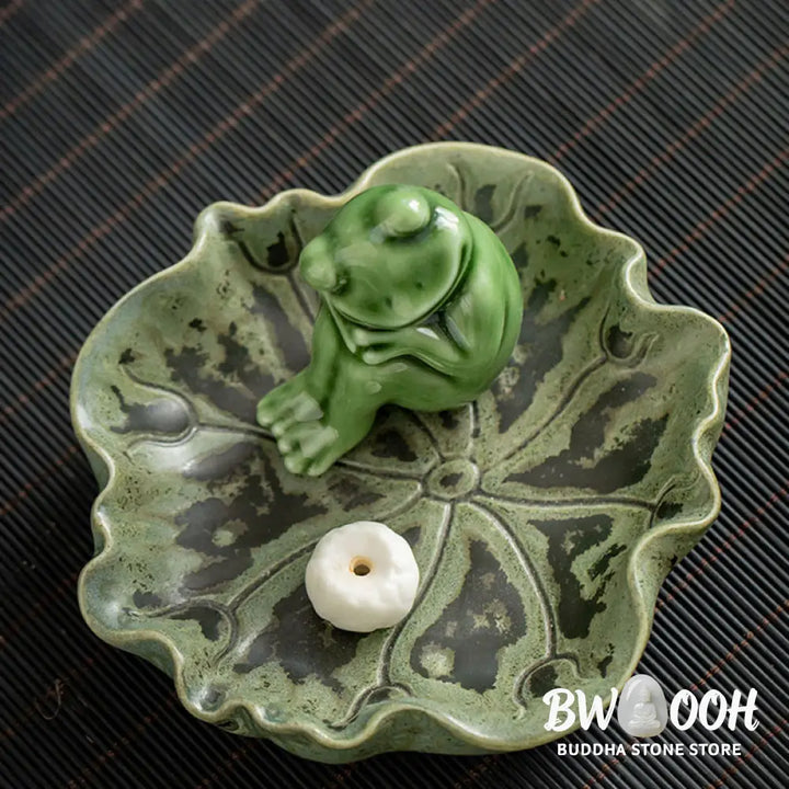 BWOOOH ceramic incense burner - Leaf Meditation Frog Pattern Healin