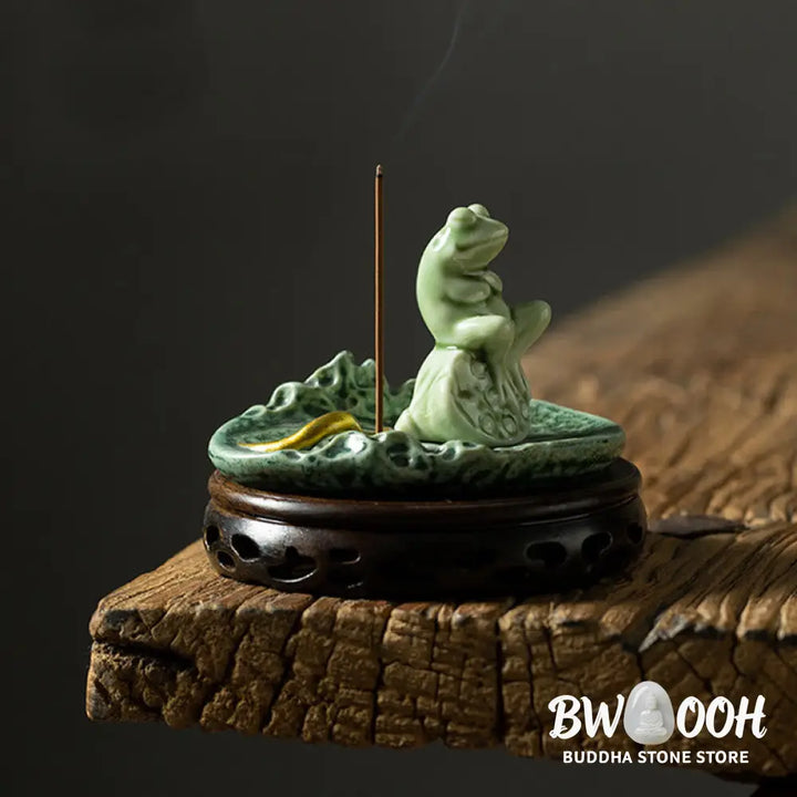 BWOOOH ceramic incense burner - Leaf Meditation Frog Pattern Healin