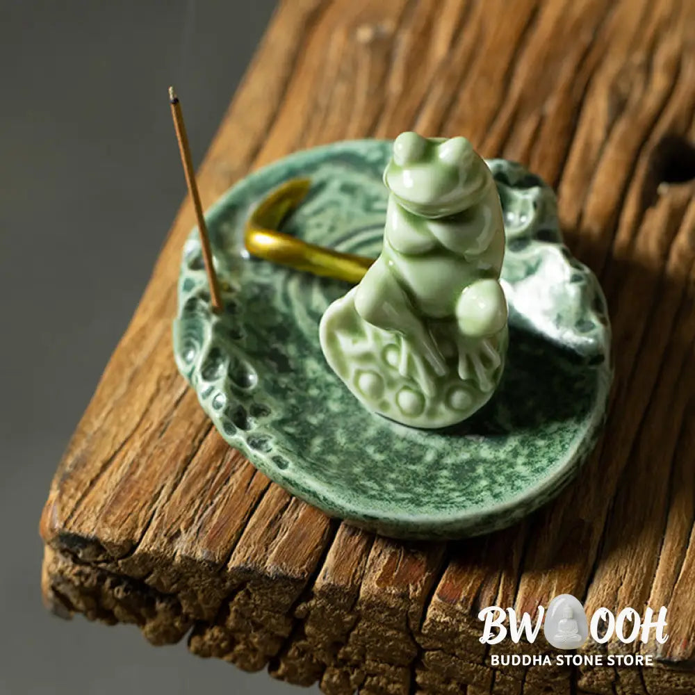 BWOOOH ceramic incense burner - Leaf Meditation Frog Pattern Healin