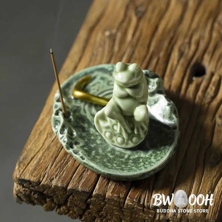 BWOOOH ceramic incense burner - Leaf Meditation Frog Pattern Healin