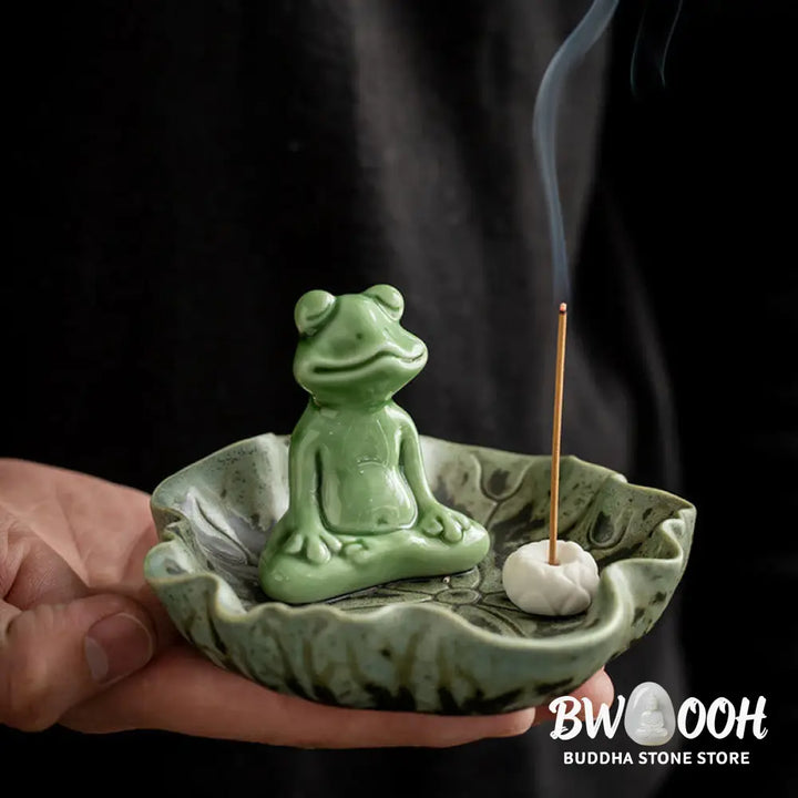 BWOOOH ceramic incense burner - Leaf Meditation Frog Pattern Healin