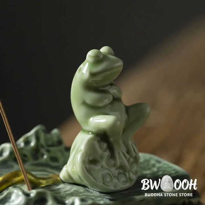 BWOOOH ceramic incense burner - Leaf Meditation Frog Pattern Healin