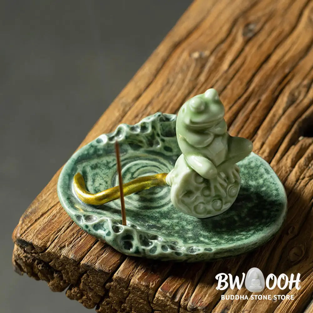 BWOOOH ceramic incense burner - Leaf Meditation Frog Pattern Healin