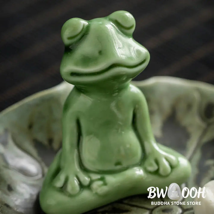 BWOOOH ceramic incense burner - Leaf Meditation Frog Pattern Healin