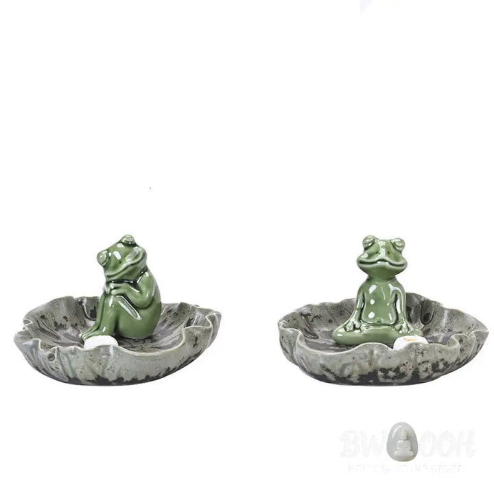 BWOOOH ceramic incense burner - Leaf Meditation Frog Pattern Healin