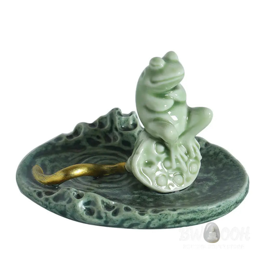 BWOOOH ceramic incense burner - Leaf Meditation Frog Pattern Healin