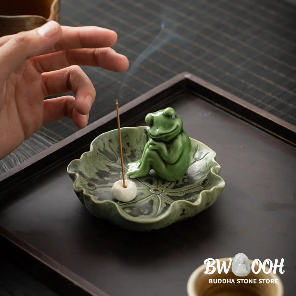 BWOOOH ceramic incense burner - Leaf Meditation Frog Pattern Healin