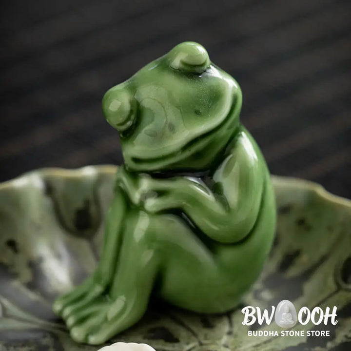 BWOOOH ceramic incense burner - Leaf Meditation Frog Pattern Healin