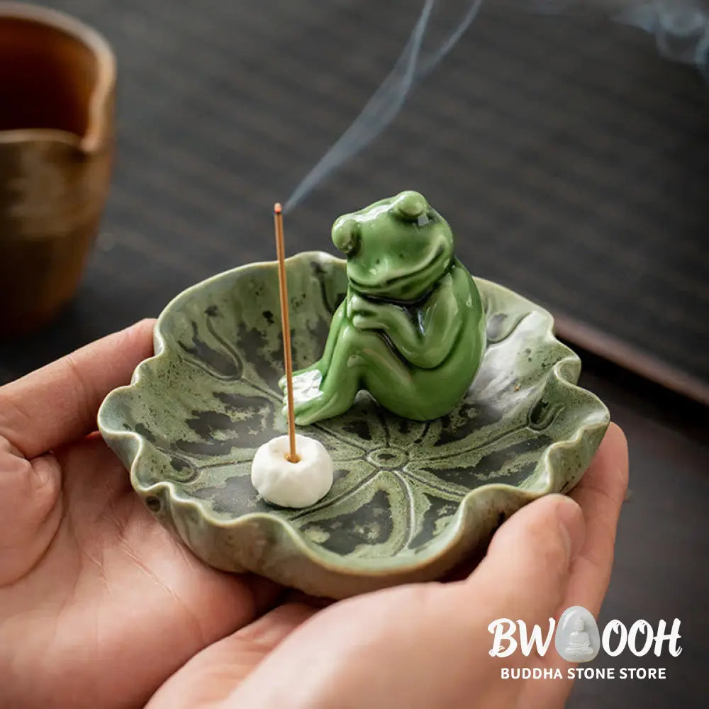 BWOOOH ceramic incense burner - Leaf Meditation Frog Pattern Healin